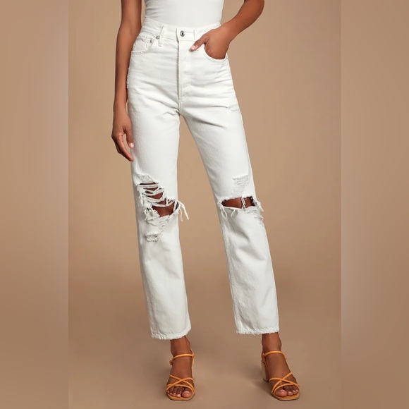 NWT Agolde White 90s mid rise loose fit jeans denim 24 - Picture 1 of 9